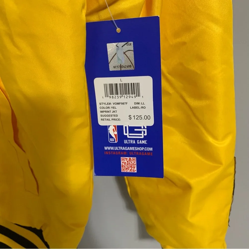 NBA Ultra Game Los‎ Angeles Lakers Logo Stitched Yellow Jacket Size Large L